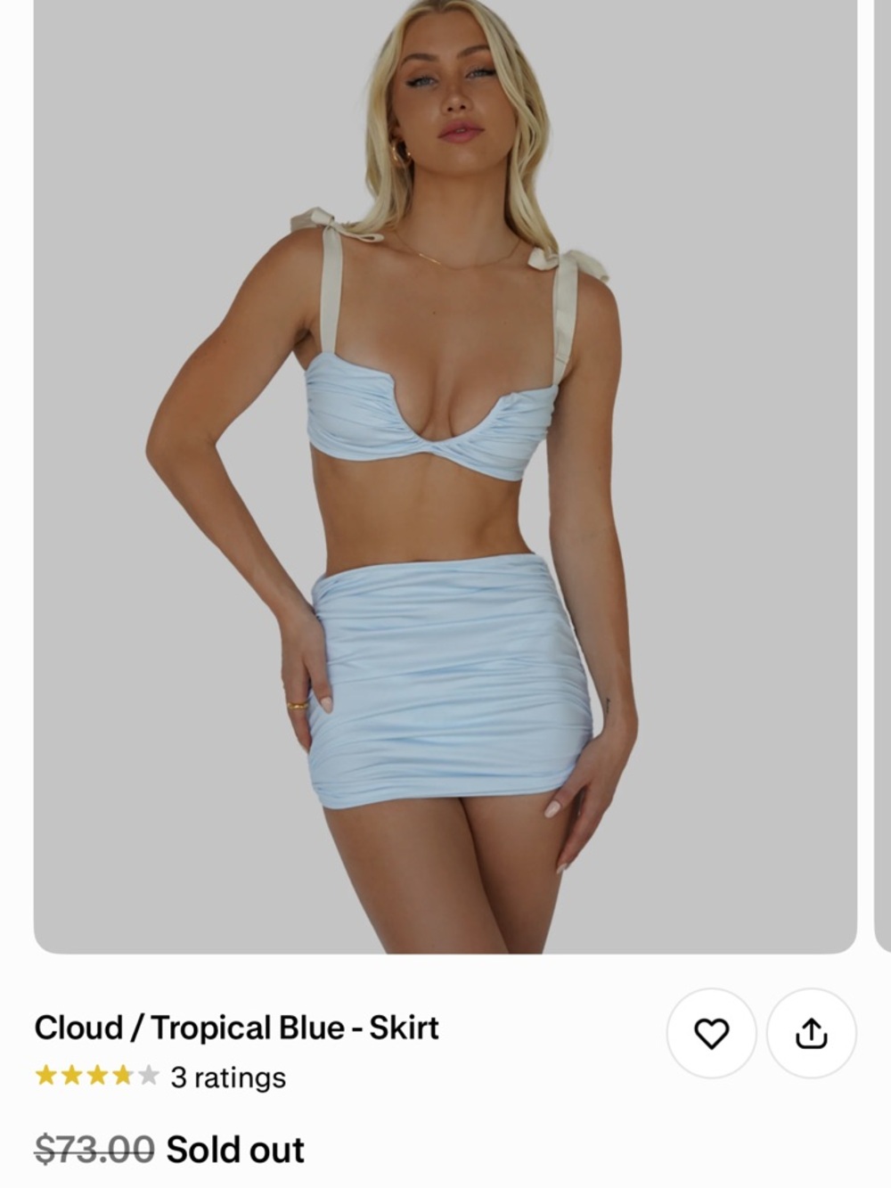 Cloud Blue Tie-Strap Bikini Top and Skirt Set
🔥SOLD OUT ONLINE🔥